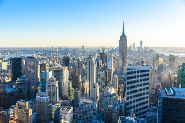 Vista Aérea Para Lower Manhattan Skyline Com Famoso Empire State — Fotografia de Stock