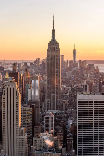 Vista Aérea Para Lower Manhattan Skyline Com Famoso Empire State — Fotografia de Stock