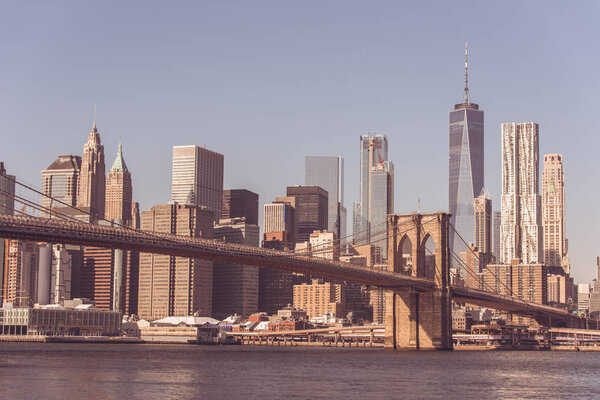 Scenic view of Lower Manhattan Downtown, New York City, USA