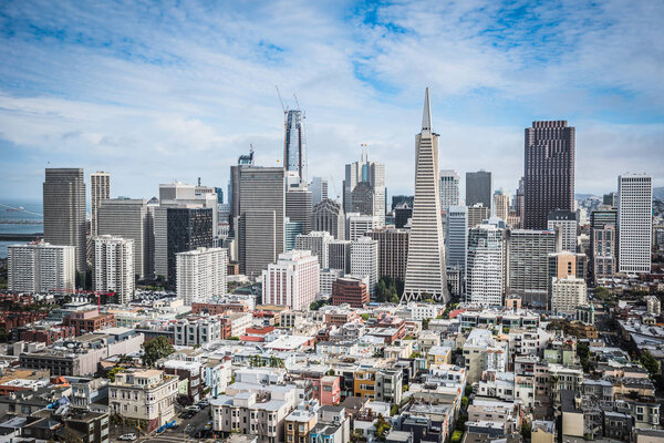 Picturesque skyline and San Francisco downtown, California, USA.