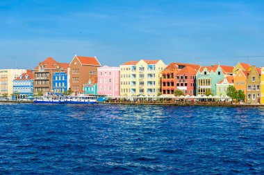 Colorful Buildings in Willemstad downtown, Curacao, Netherlands Antilles. clipart