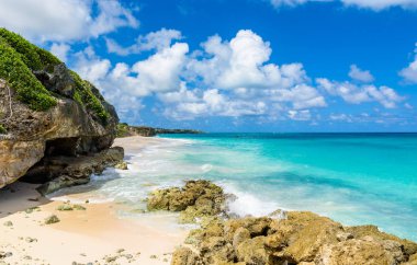 Vinç Beach - Barbados Karayip Adası tropik sahilde.