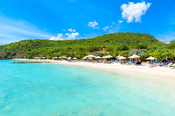 Praia Porto Marie Com Areia Branca Água Azul Cristalina Curaçao — Fotografia de Stock