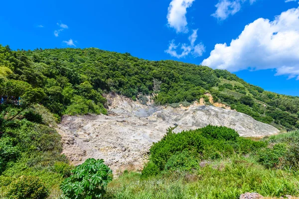 Veduta Delle Sorgenti Zolfo Del Vulcano Drive Sull Isola Caraibica — Foto Stock