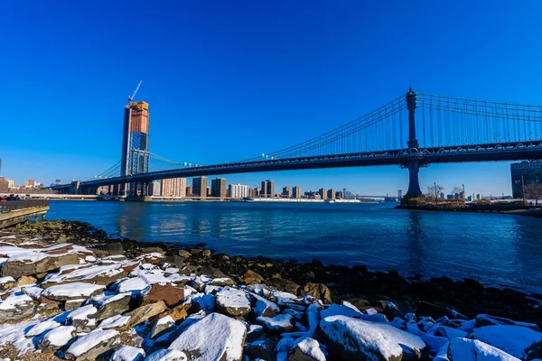 Panoraması Alt Manhattan Downtown Kış Zamanında New York City Amerika — Stok fotoğraf