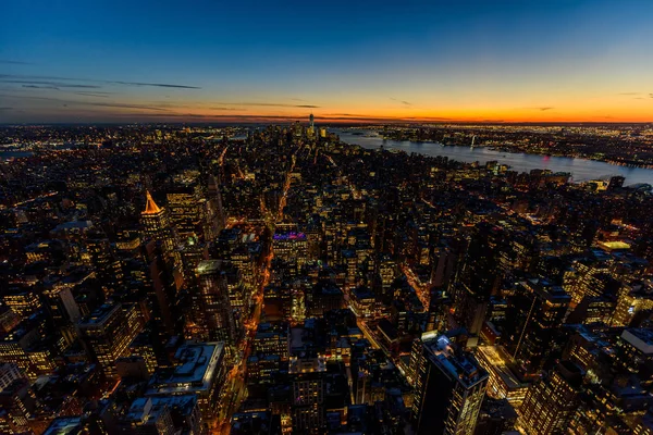 Centrum Panorama Manhattanu Mrakodrapy Twilight New York City Usa — Stock fotografie