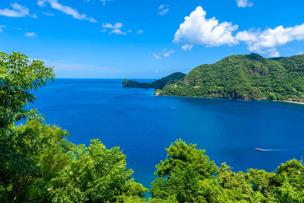 Soufriere Village - tropical coast on Caribbean island of St. Lucia.