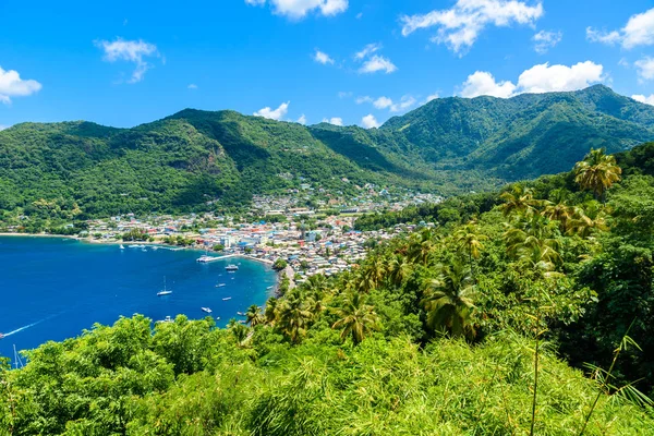 Soufriere Village Costa Tropical Isla Caribeña Santa Lucía — Foto de Stock