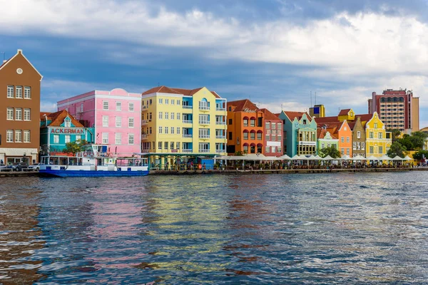 Барвисті Будівлі Місті Willemstad Downtown Curacao Нідерландські Антильські Острови Карибського — стокове фото