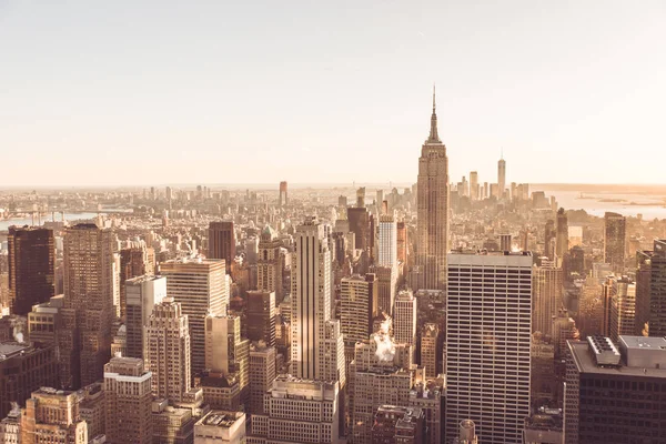 Vista Aérea Para Lower Manhattan Skyline Com Famoso Empire State — Fotografia de Stock