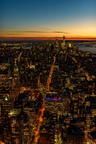 Manhattan Skyline Centro Arranha Céus Crepúsculo Nova York Eua — Fotografia de Stock