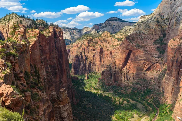 Observing View Virgin River Angels Landing Trail Zion National Park — Stock Photo, Image