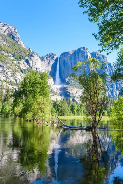 Parque Nacional Yosemite Reflexión Río Merced Las Cascadas Yosemite Hermoso — Foto de Stock