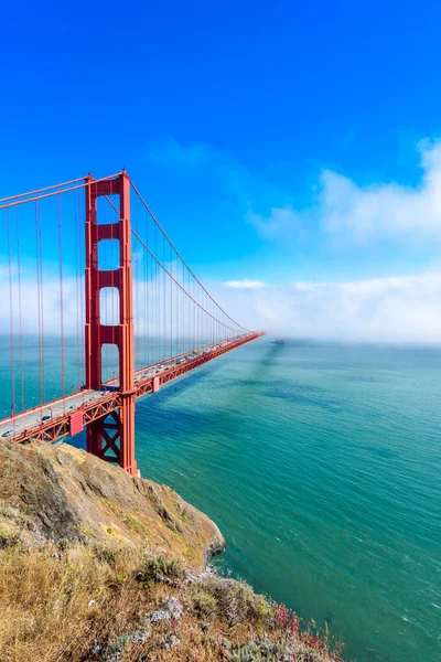 Golden Gate Bridge Dans Les Nuages Été Vue Battery Spencer — Photo