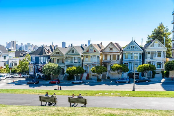 Beautiful View Painted Ladies Colorful Victorian Houses Located Scenic Alamo — Stock Photo, Image