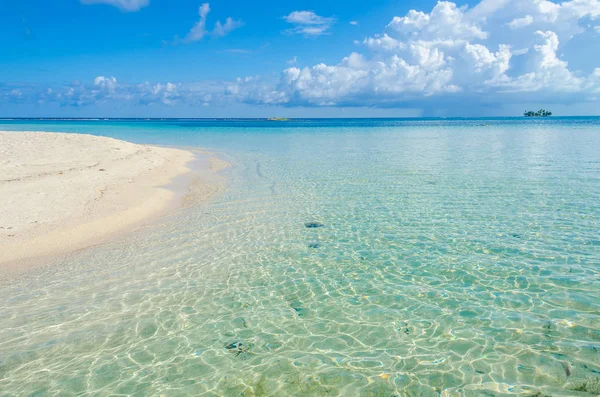 South Water Caye Piccola Isola Tropicale Barriera Corallina Con Spiaggia — Foto Stock