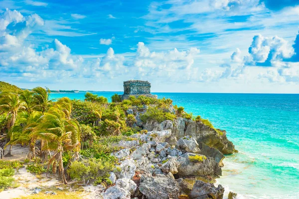 Ruiny Majów Tulum Tropikalne Wybrzeże Quintana Roo Meksyk — Zdjęcie stockowe