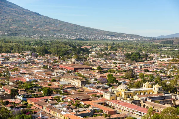 Cerro Cruz Szempontból Hill Régi Történelmi Város Antigua Vulkán Maja — Stock Fotó