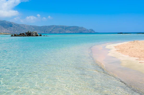 Plage Paradisiaque Avec Eau Turquoise Elafonisi Crète Grèce — Photo