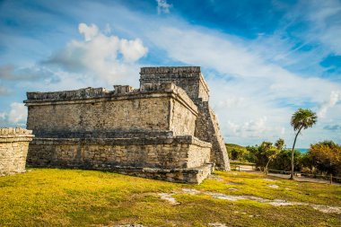 Tulum, Antik Maya Arkeolojik Sit Yucatan, Riviera Maya, Meksika Tapınağı kalıntıları.