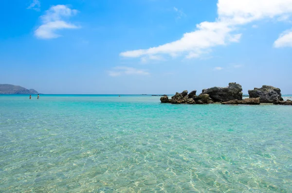 Paradiesstrand Mit Türkisfarbenem Wasser Elafonisi Beton Griechenland — Stockfoto