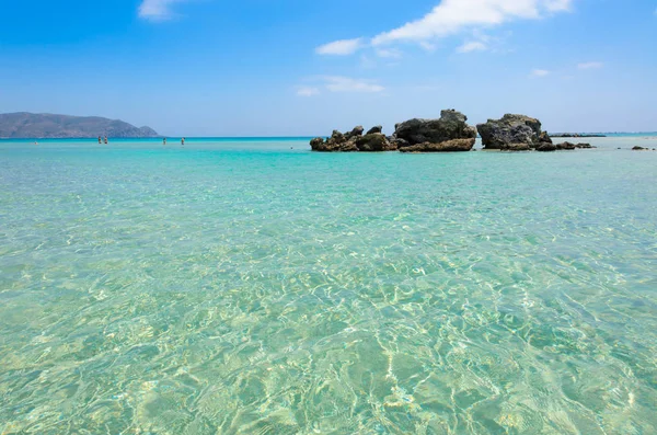 Paradiesstrand Mit Türkisfarbenem Wasser Elafonisi Beton Griechenland — Stockfoto