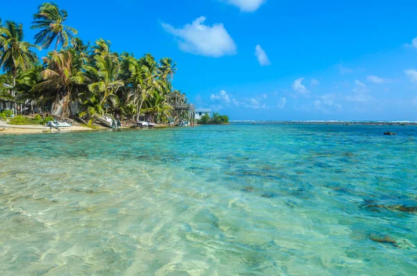 たばこ Caye パラダイス ビーチ カリブ海 ベリーズ 中央アメリカの堡礁の小さな熱帯の島 — ストック写真