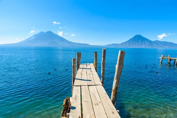 Muelle Madera Lago Atitlán Playa Panajachel Guatemala — Foto de Stock