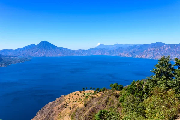 Vue Panoramique Lac Atitlan Des Volcans Dans Les Hautes Terres — Photo