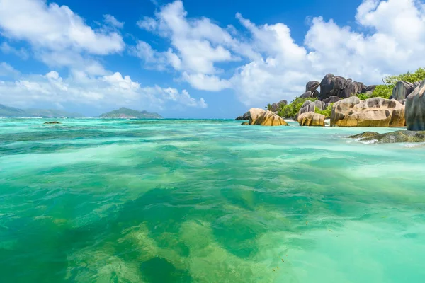 Bron Dargent Beach Het Eiland Digue Seychellen — Stockfoto