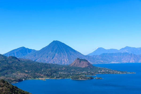 Vue Panoramique Lac Atitlan Des Volcans Dans Les Hautes Terres — Photo