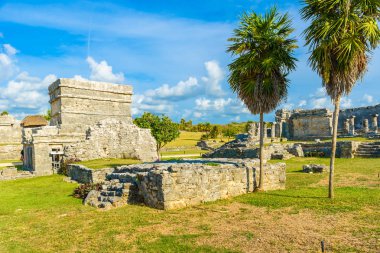 Tulum, Antik Maya Arkeolojik Sit Yucatan, Riviera Maya, Meksika Tapınağı kalıntıları.