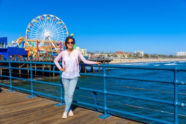 Pasifik Park Santa Monica sahilinde, Los Angeles, Kaliforniya, ABD