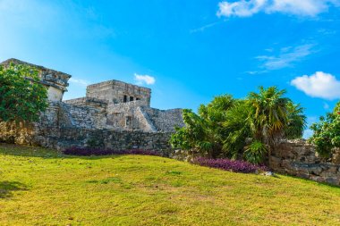 Tulum, Antik Maya Arkeolojik Sit Yucatan, Riviera Maya, Meksika Tapınağı kalıntıları.