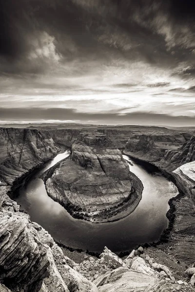 Pôr Sol Horseshoe Bend Grand Canyon Com Rio Colorado Página — Fotografia de Stock