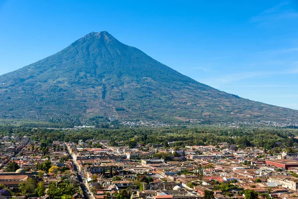 Cerro Cruz Szempontból Hill Régi Történelmi Város Antigua Vulkán Maja — Stock Fotó