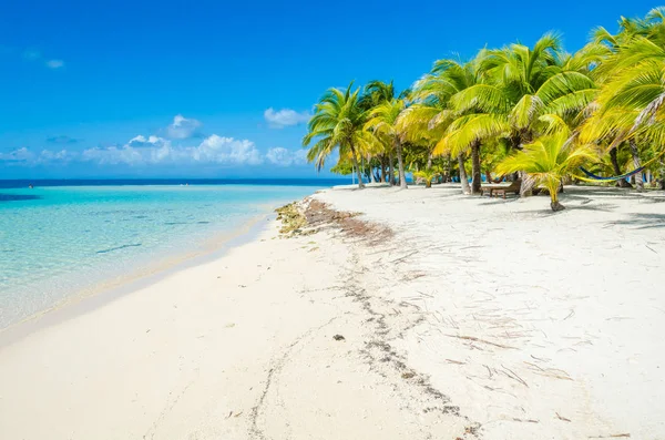 Południowe Wody Caye Małe Tropikalnej Wyspie Rafie Koralowej Paradise Beach — Zdjęcie stockowe