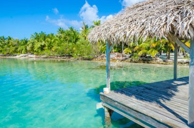 Belize Cayes - küçük tropikal Adası'nda Barrier Reef paradise beach, Karayip Denizi, Belize, Orta Amerika ile