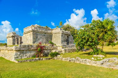 Tulum, Antik Maya Arkeolojik Sit Yucatan, Riviera Maya, Meksika Tapınağı kalıntıları.