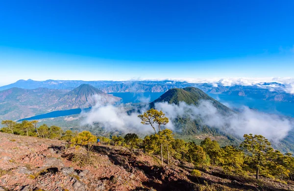 Vista Panorámica Del Lago Atitlán Del Volcán San Pedro Tolimán — Foto de Stock