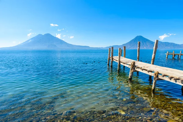 Lake Atitlan Plaj Panajachel Guatemala Ahşap Iskele — Stok fotoğraf