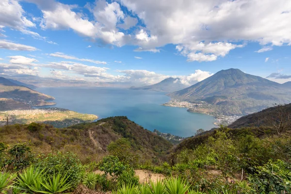 Панорама Невеликих Села Сан Педро Сан Маркос Сан Хуан Panajachel — стокове фото