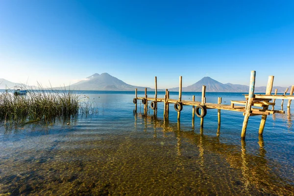 Wooden Pier Lake Atitlan Beach Panajachel Guatemala — Stock Photo, Image