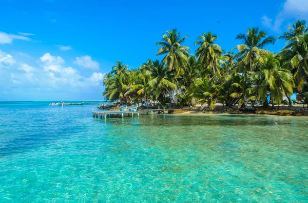 Tobacco Caye Malý Tropický Ostrov Bariérovém Útesu Paradise Beach Karibské — Stock fotografie