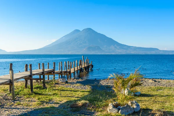 Muelle Madera Lago Atitlán Playa Panajachel Guatemala — Foto de Stock