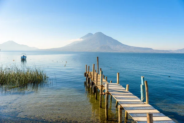Houten Pier Lake Atitlan Strand Panajachel Guatemala — Stockfoto