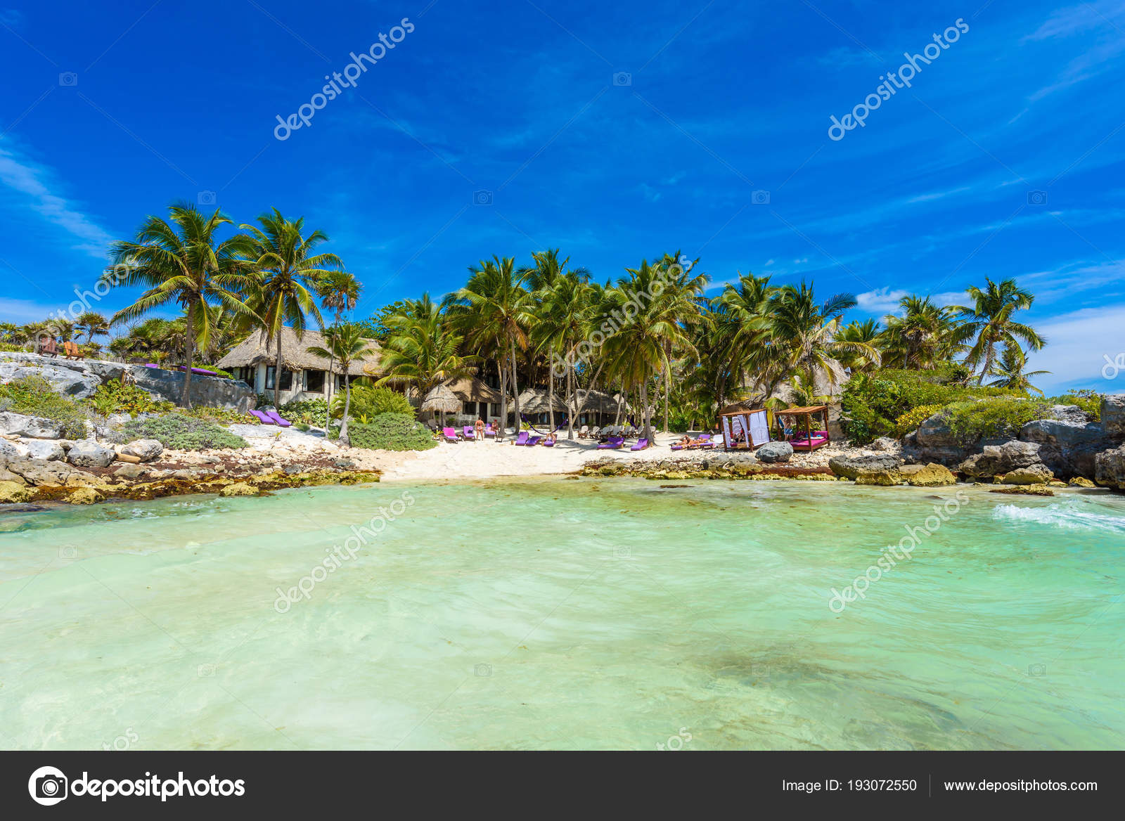 Recreation Paradise Beach Resort Turquoise Waters Caribbean Sea Tulum