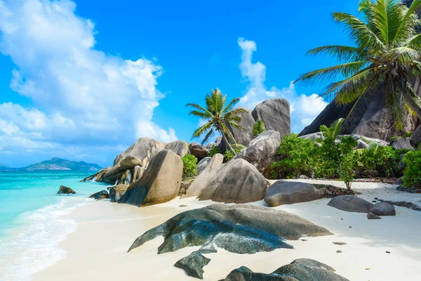 Fonte Dargent Beach Sull Isola Digue Seychelles — Foto Stock