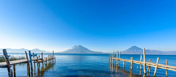 Дерев Яний Причал Озеро Атітлан Пляжі Panajachel Гватемала — стокове фото