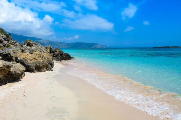 Παράδεισος Παραλία Τιρκουάζ Νερά Στο Ελαφονήσι Κρήτη Ελλάδα — Φωτογραφία Αρχείου